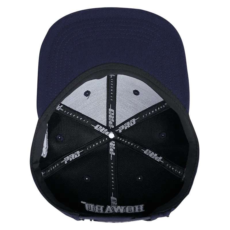 HOWARD UNIVERSITY CLASSIC UNISEX STACKED LOGO WOOL SNAPBACK HAT (MIDNIGHT NAVY)