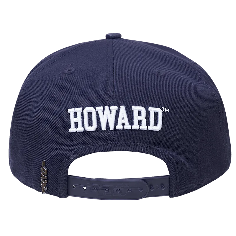 HOWARD UNIVERSITY CLASSIC UNISEX STACKED LOGO WOOL SNAPBACK HAT (MIDNIGHT NAVY)