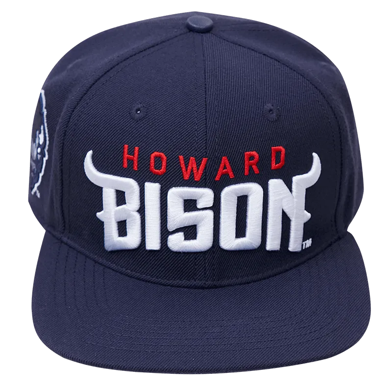 HOWARD UNIVERSITY CLASSIC UNISEX STACKED LOGO WOOL SNAPBACK HAT (MIDNIGHT NAVY)