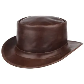 Leather Top Hat - Brown