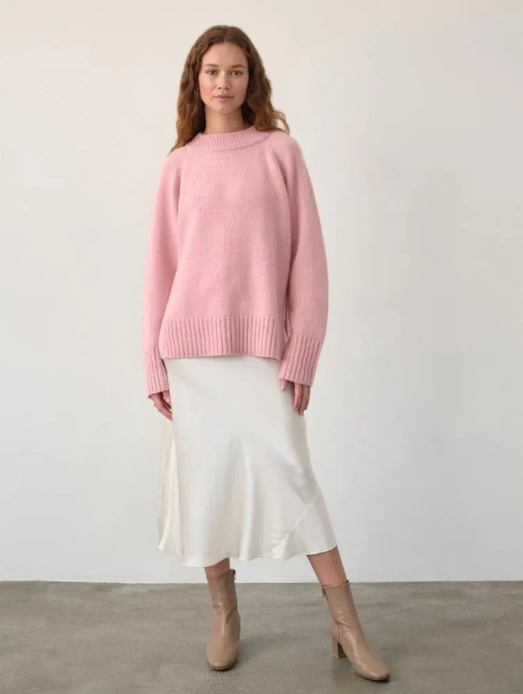 Lofty Wool Cashmere Blend Marled Crewneck