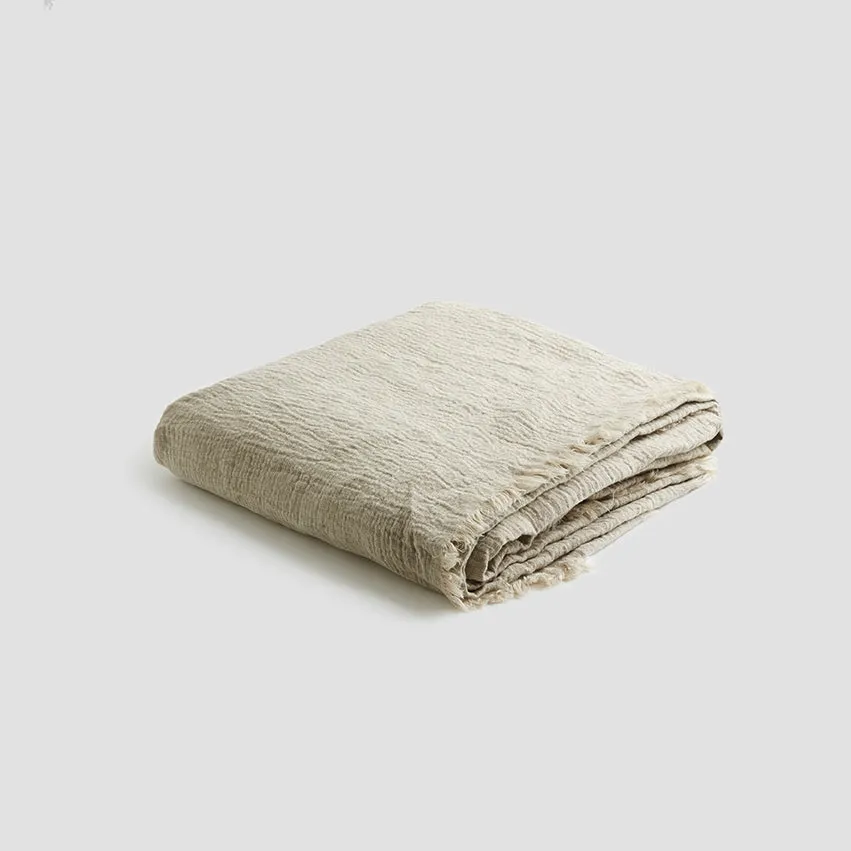 Oatmeal Linen Crinkle Throw