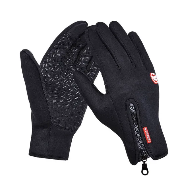 Outdoor Sports Hiking Winter Leather Soft Warm Bike Gloves For Men Women, Size:L (Black)