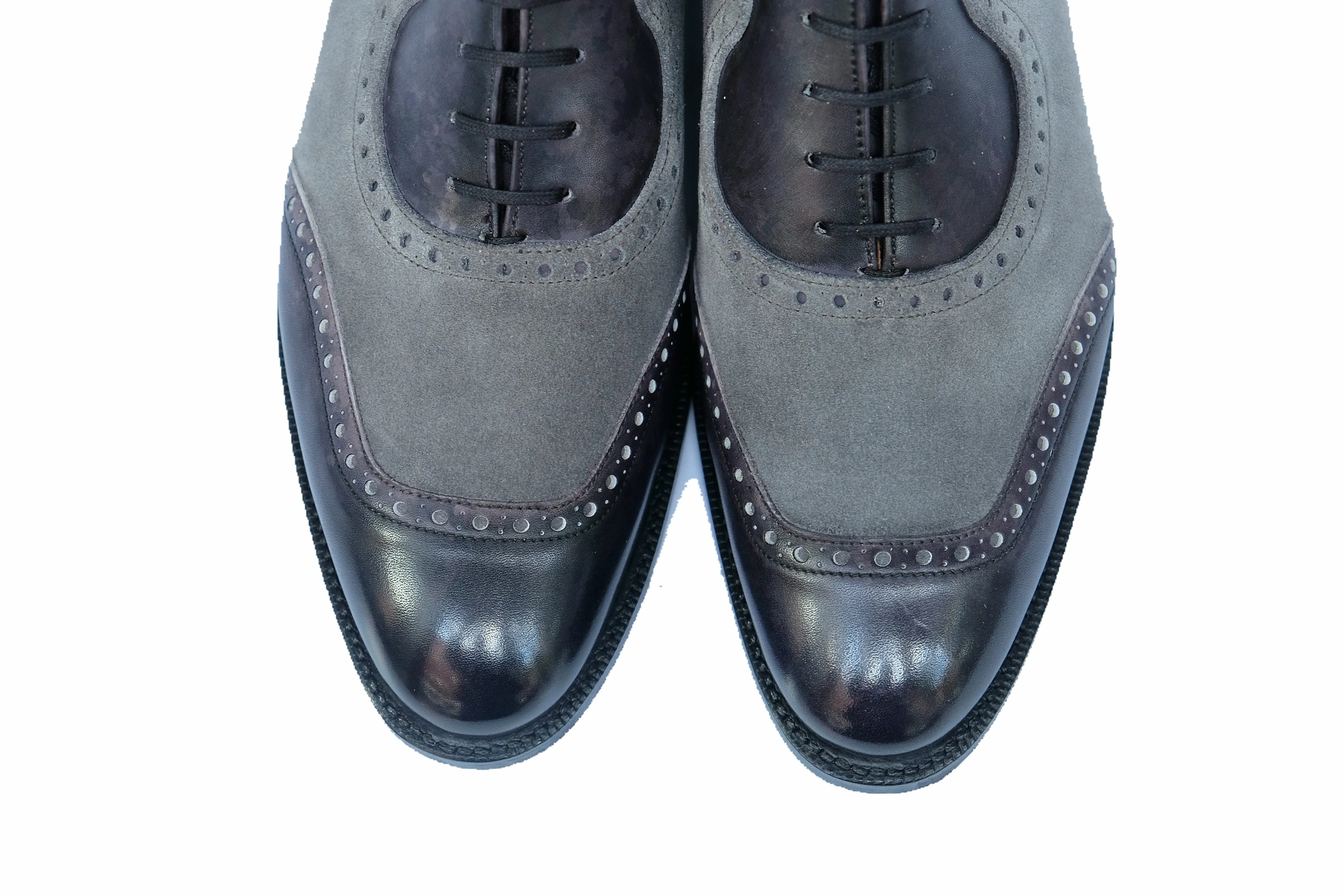 Pinehurst - MTO - Black Marble Patina / Light Grey Suede - TMG Last - Single Leather Sole