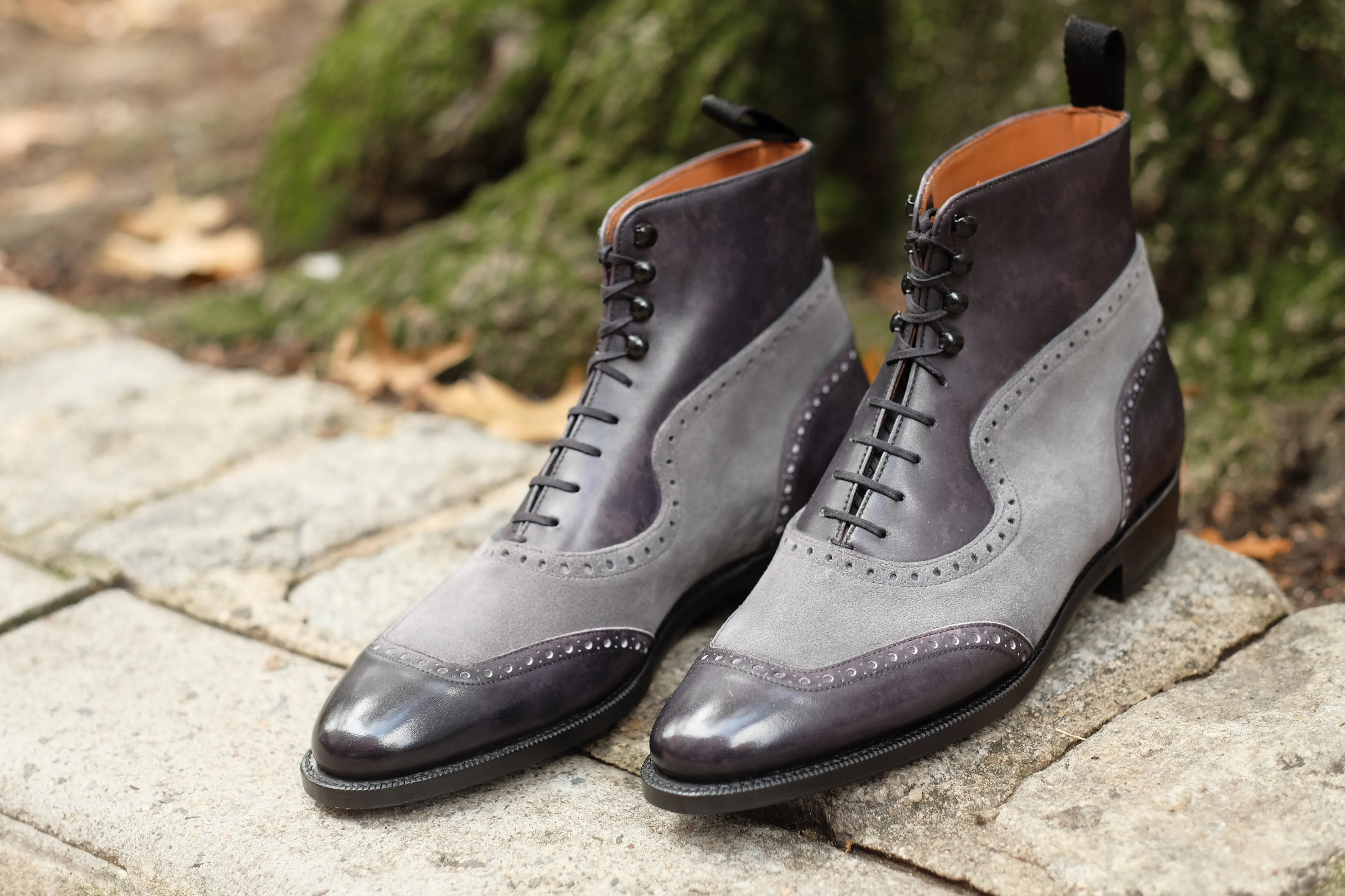 Pinehurst - MTO - Black Marble Patina / Light Grey Suede - TMG Last - Single Leather Sole