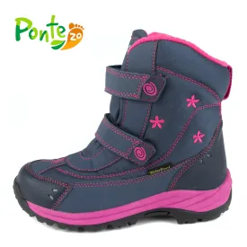 Ponte20 little big girl supinated snowboots navy blue with stars size US 1-5