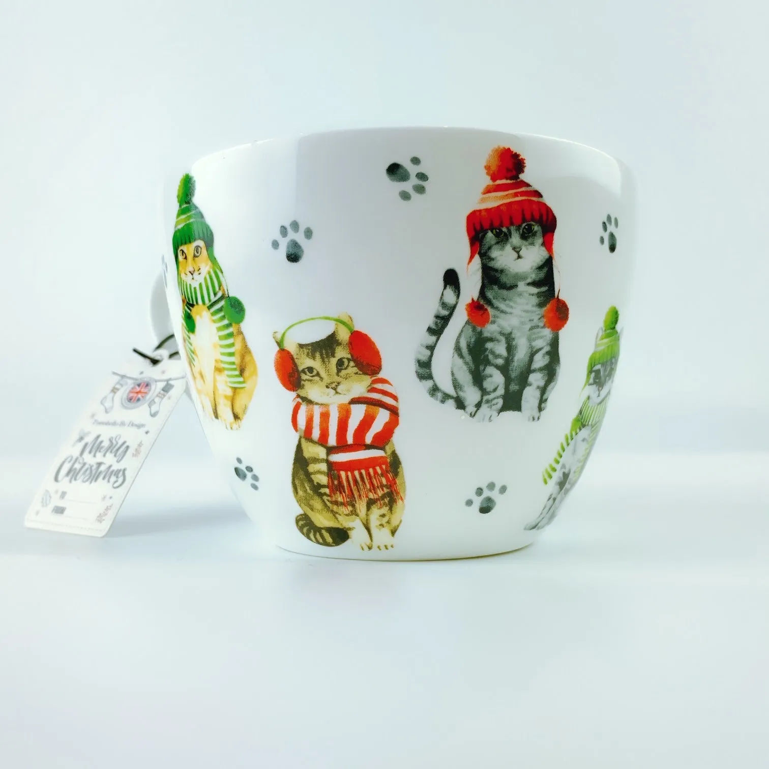 Portobello By Design 'Hello Winter' Cats with Scarf & Hat Bone China XL Coffee Mug Tea Cup 20 oz