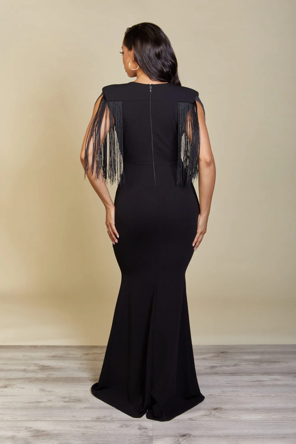 Sierra Fringe Arm Mermaid Gown