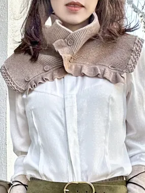 SPECIAL! Beige Crochet-Trimmed Ruffle A-lined Neck Warmer