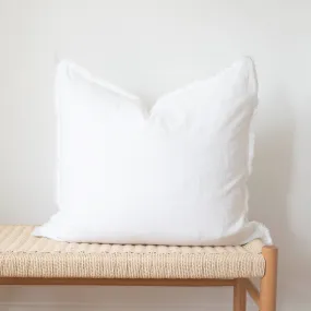 Square Fringed Linen Pillow COVER - White - 24x24”