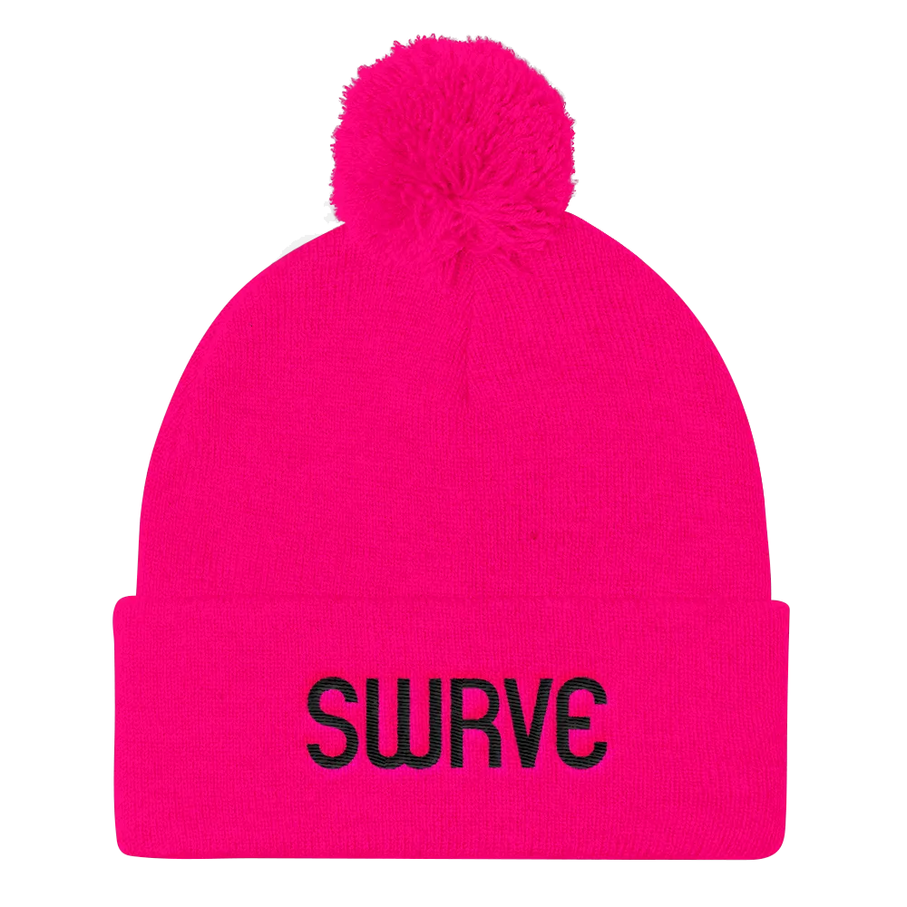 swrve 1968 BLACK embroidered Pom Pom Knit Cap