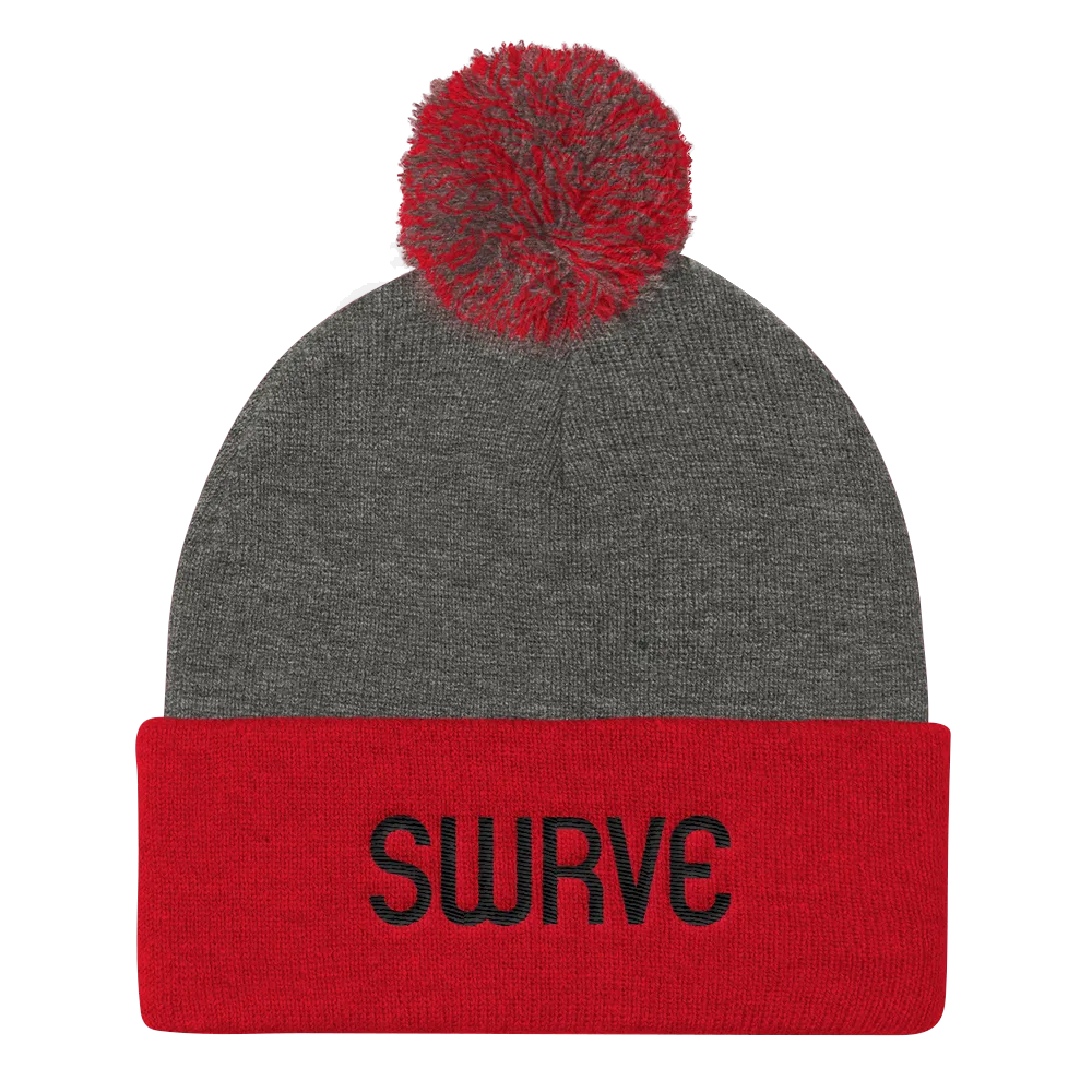 swrve 1968 BLACK embroidered Pom Pom Knit Cap