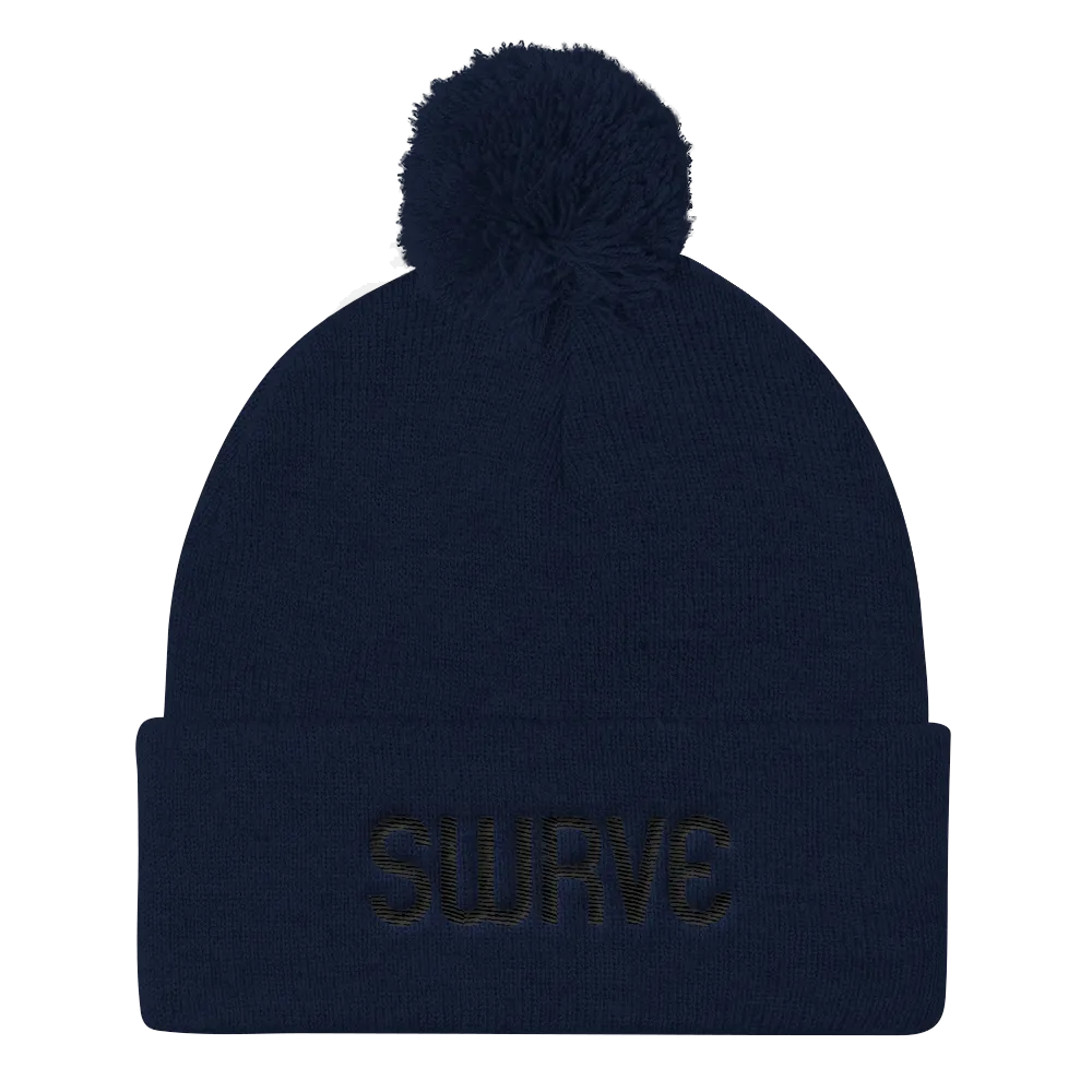 swrve 1968 BLACK embroidered Pom Pom Knit Cap