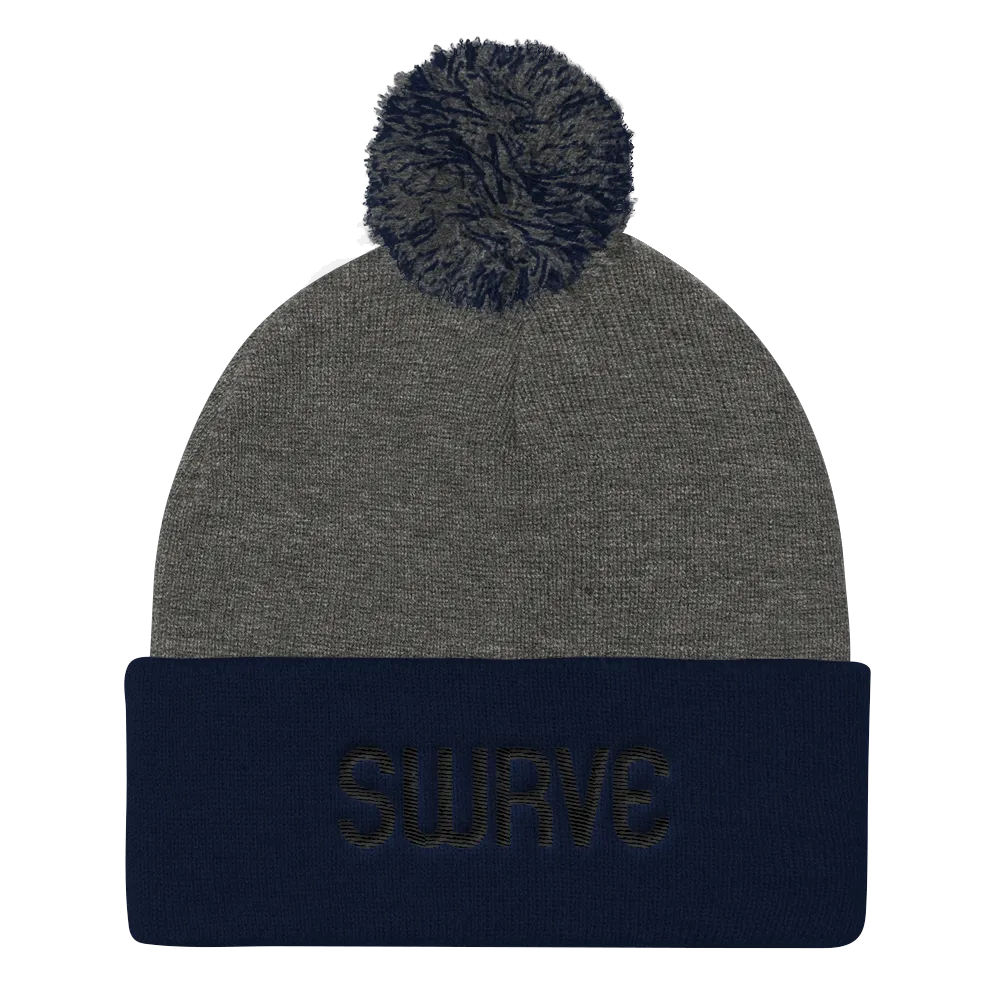 swrve 1968 BLACK embroidered Pom Pom Knit Cap