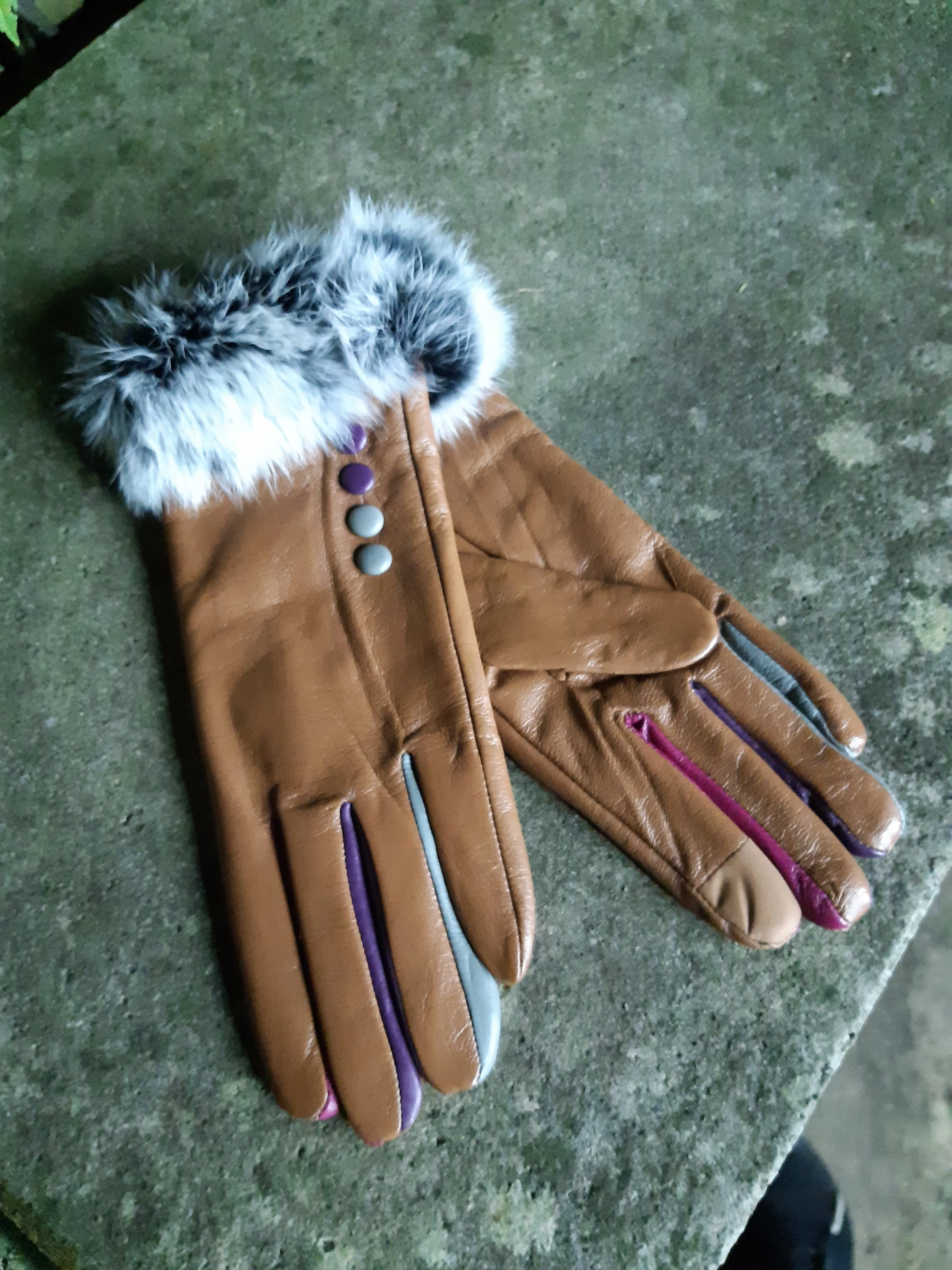 Verity Leather Fur Trim Gloves - G02