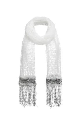 White Cashmere Handmade Knit Shawl