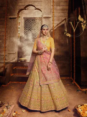 Yellow Embroidered Organza Lehenga Choli With Dupatta